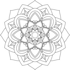 Easy Mandala coloring book simple and basic for beginners, seniors and children. Set of Mehndi flower pattern for Henna drawing and tattoo. Decoration in ethnic oriental, Indian style.