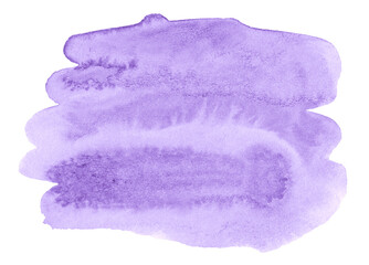 Lilac watercolor spot in soft pastel colors, natural stain on a paper backing. Isolated frame hand-drawn with a brush.