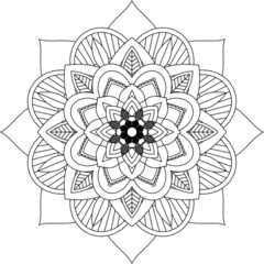 Easy Mandala coloring book simple and basic for beginners, seniors and children. Set of Mehndi flower pattern for Henna drawing and tattoo. Decoration in ethnic oriental, Indian style.