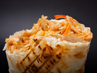 fast food shawarma big on black background