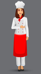 Chef Woman illustration on standing position. design template elements for your brochure, banner and web.