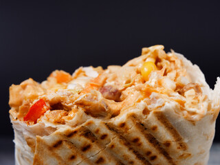 fast food shawarma big on black background