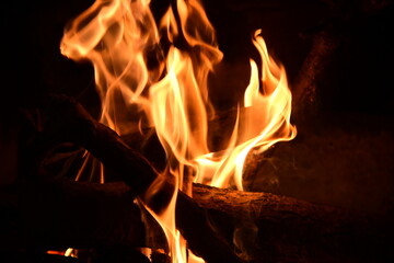 fire in the fireplace