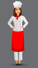 Chef Woman illustration on standing position. design template elements for your brochure, banner and web.