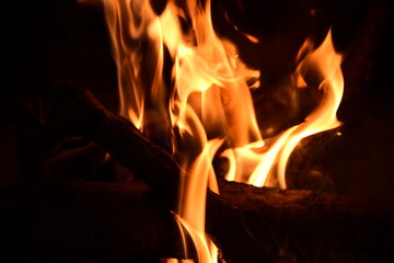 fire in the fireplace