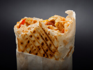fast food shawarma big on black background