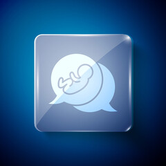 Fototapeta premium White Baby icon isolated on blue background. Square glass panels. Vector.