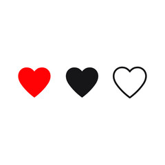 Red and black heart icons, love icon