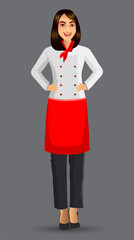 Fototapeta premium Chef Woman illustration on standing position. design template elements for your brochure, banner and web.