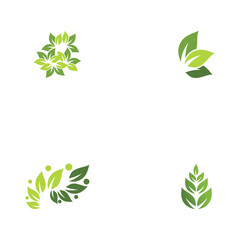 Set Leaf  ecology Logo Template vector