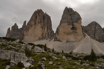 Hiking around the dramatic and beautiful Tre Cime / Drei Zinnen mountains in Lavaredo Dolomites in Northern Italy