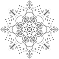 Easy Mandala coloring book simple and basic for beginners, seniors and children. Set of Mehndi flower pattern for Henna drawing and tattoo. Decoration in ethnic oriental, Indian style.