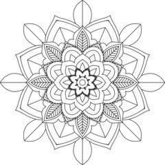 Easy Mandala coloring book simple and basic for beginners, seniors and children. Set of Mehndi flower pattern for Henna drawing and tattoo. Decoration in ethnic oriental, Indian style.
