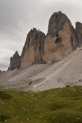 Hiking around the dramatic and beautiful Tre Cime / Drei Zinnen mountains in Lavaredo Dolomites in Northern Italy