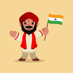 Indian guy holding Indian flag