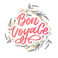 Bon Voyage Hand Lettering Vector Calligraphy Travel