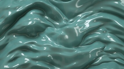 dark greenish-blue cream nude organic smooth fall blue green color plastic 3d render abstract wave background, elegant textile macro soft texture