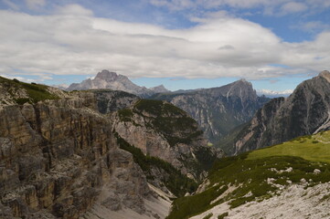 Hiking around the dramatic and beautiful Tre Cime / Drei Zinnen mountains in Lavaredo Dolomites in Northern Italy