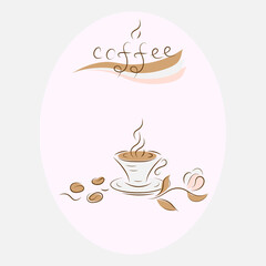 Vector Invitation card template with cup of coffee