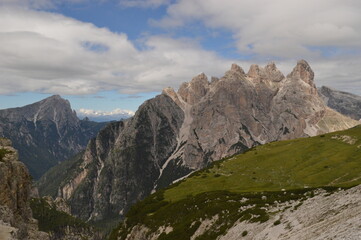 Hiking around the dramatic and beautiful Tre Cime / Drei Zinnen mountains in Lavaredo Dolomites in Northern Italy