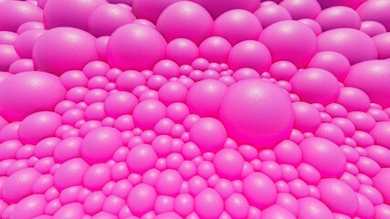 Abstract background of pink bubbles 3d illustration