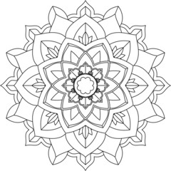 Easy Mandala coloring book simple and basic for beginners, seniors and children. Set of Mehndi flower pattern for Henna drawing and tattoo. Decoration in ethnic oriental, Indian style.