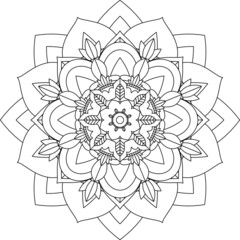 Easy Mandala coloring book simple and basic for beginners, seniors and children. Set of Mehndi flower pattern for Henna drawing and tattoo. Decoration in ethnic oriental, Indian style.