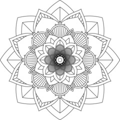 Easy Mandala coloring book simple and basic for beginners, seniors and children. Set of Mehndi flower pattern for Henna drawing and tattoo. Decoration in ethnic oriental, Indian style.