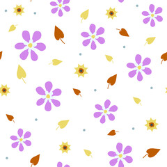 Seamless floral pattern. Flowers, leaves.
