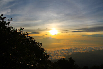 View of Mount Lawu from a distance