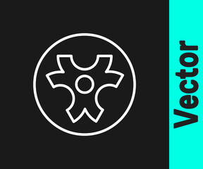 White line Biohazard symbol icon isolated on black background. Vector.