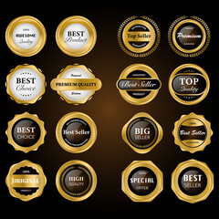 Super sale golden retro badges and labels vector collection