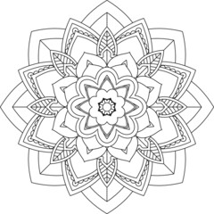 Easy Mandala coloring book simple and basic for beginners, seniors and children. Set of Mehndi flower pattern for Henna drawing and tattoo. Decoration in ethnic oriental, Indian style.