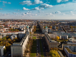 Berlin Friedrichshain, Karl Marx Allee aerial view
