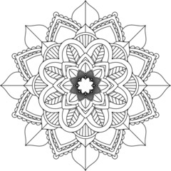 Easy Mandala coloring book simple and basic for beginners, seniors and children. Set of Mehndi flower pattern for Henna drawing and tattoo. Decoration in ethnic oriental, Indian style.