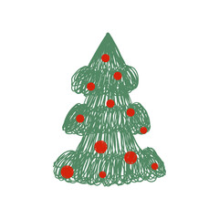 Cute Christmas tree, modern design. Christmas tree. Can be used for printed materials - flyers, posters, business cards or for the web.