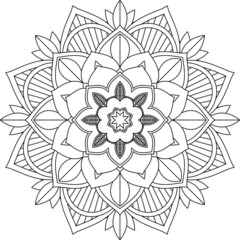Easy Mandala coloring book simple and basic for beginners, seniors and children. Set of Mehndi flower pattern for Henna drawing and tattoo. Decoration in ethnic oriental, Indian style.