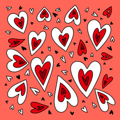 Red hearts seamless pattern - Vector