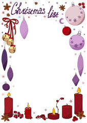 Christmas wish list decorated for the New Year theme.