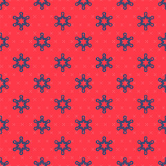 Blue line Hexagram sheriff icon isolated seamless pattern on red background. Police badge icon. Vector.