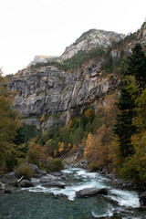 Beautiful landscape of a river in the mountains in autumn