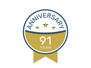 91 anniversary logo vector templates, 91 years anniversary design 