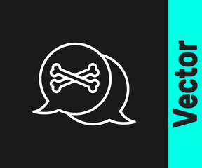 White line Location pirate icon isolated on black background. Vector.