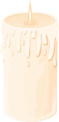 Simple minimal magical beige white burning candle icon illustration vector design element isolated on a white background