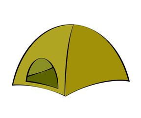 Tourist tent on a white background. Rest at nature. Symbol. Vector illustration.