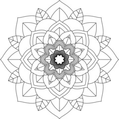 Easy Mandala coloring book simple and basic for beginners, seniors and children. Set of Mehndi flower pattern for Henna drawing and tattoo. Decoration in ethnic oriental, Indian style.