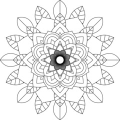 Easy Mandala coloring book simple and basic for beginners, seniors and children. Set of Mehndi flower pattern for Henna drawing and tattoo. Decoration in ethnic oriental, Indian style.