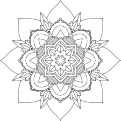 Easy Mandala coloring book simple and basic for beginners, seniors and children. Set of Mehndi flower pattern for Henna drawing and tattoo. Decoration in ethnic oriental, Indian style.