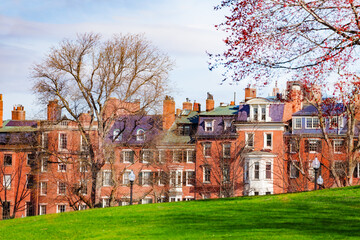 Beacon street view from Boston Common park in downtown, Massachusetts, USA