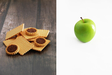 sweet dessert cookies and green diet a Apple